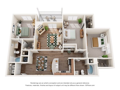 C1 Floor Plan at Rose Heights Apartments, Raleigh, North Carolina